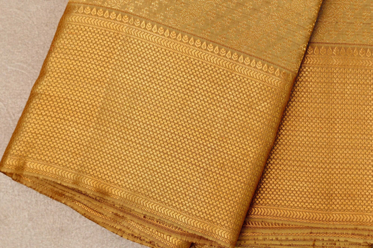 Golden Yellow Kanjivaram Silk Saree by Tharakaram PSTK040157
