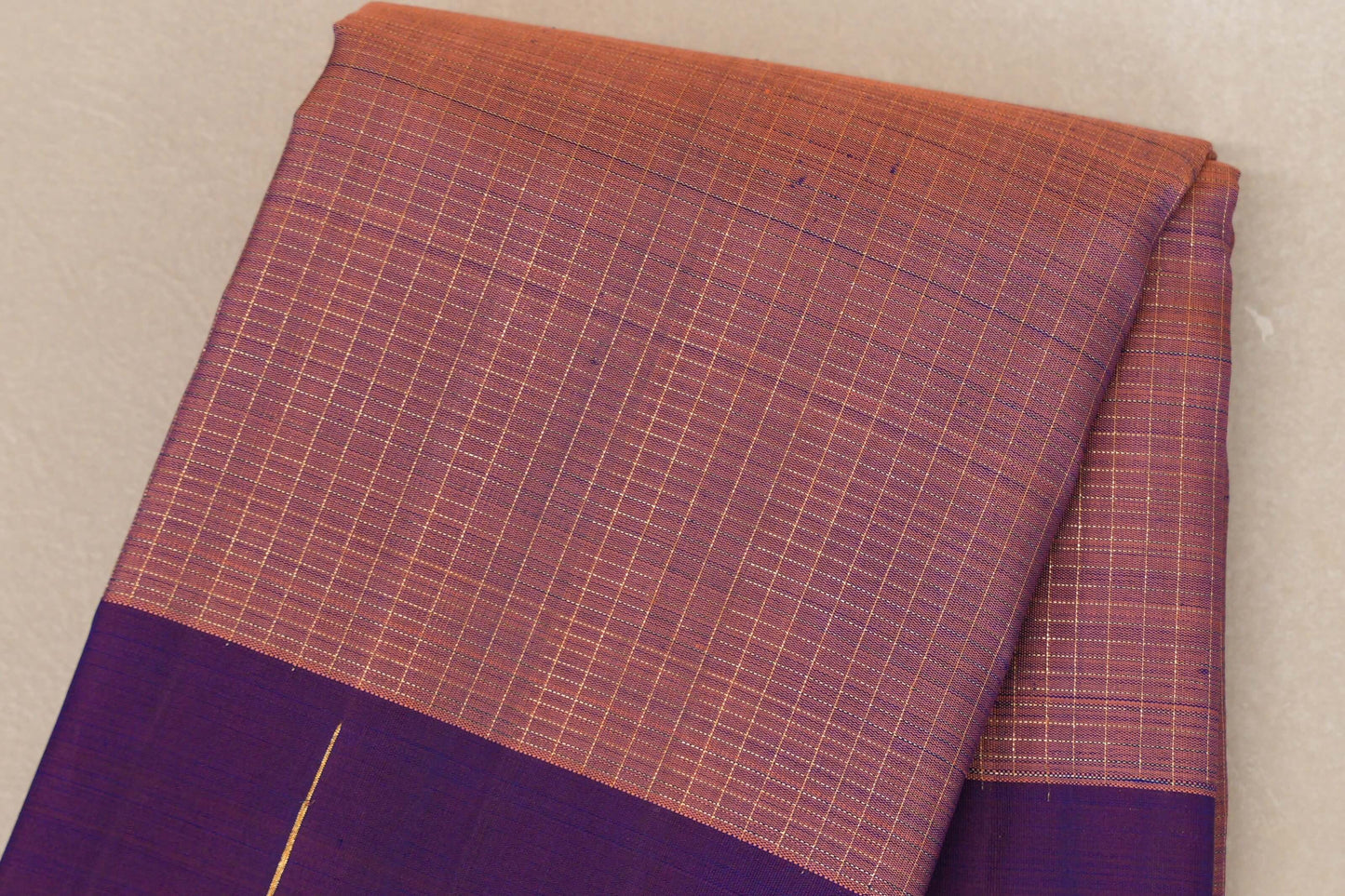 Onion Pink with Dual Tone of Plum and Blue border Vintage Kanjivaram Silk Saree by Shreenivas Silks PSSR018942