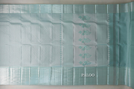 Pastel Aqua Blue Kanjivaram Silk Saree paloo