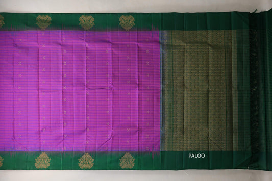 Dual Tone of Purple and Pink Light Weight Kanjivaram Silk Saree by Shreenivas Silks PSSR018946 - Parisera