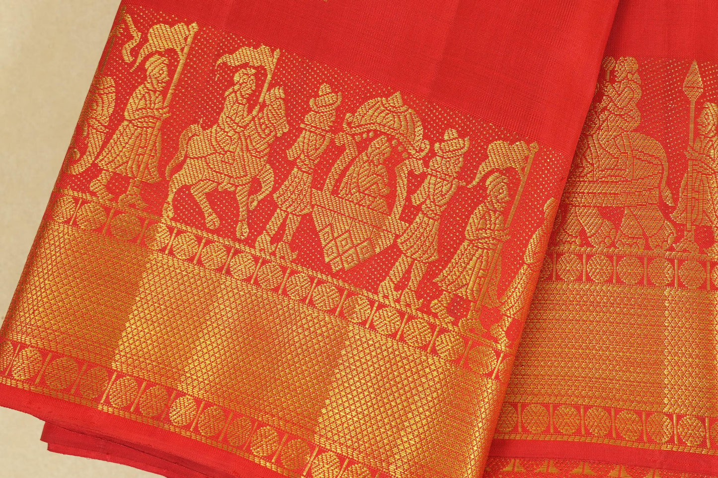 Chilli Red Kanchipuram Silk Saree border