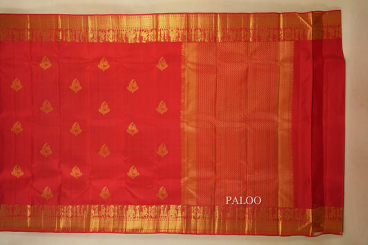Chilli Red Kanjivaram Silk Saree paloo