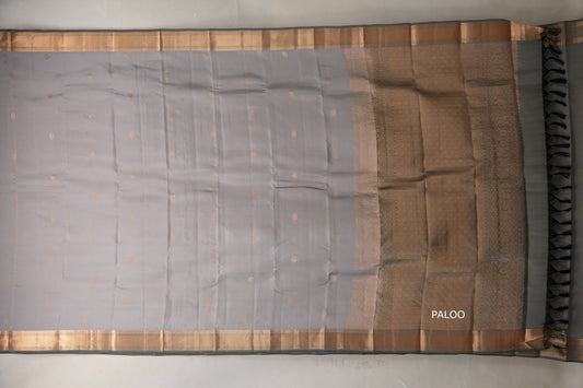 Light Grey with dark grey borders Light Weight Kanjivaram Silk Saree by Shreenivas Silks PSSR018948