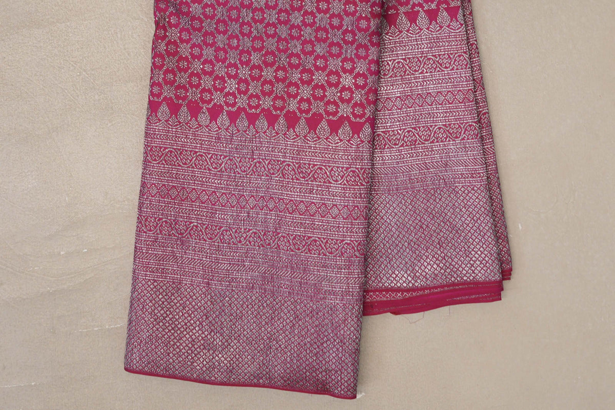 Deep Pink Kanjivaram Silk Saree border