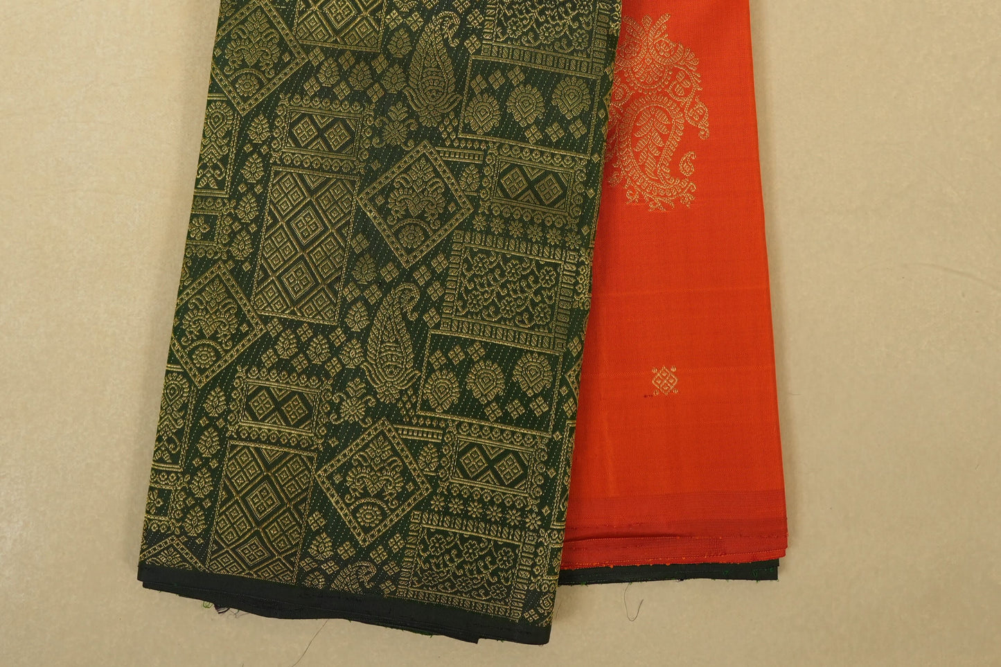 Orange Kanchipuram Silk Saree border