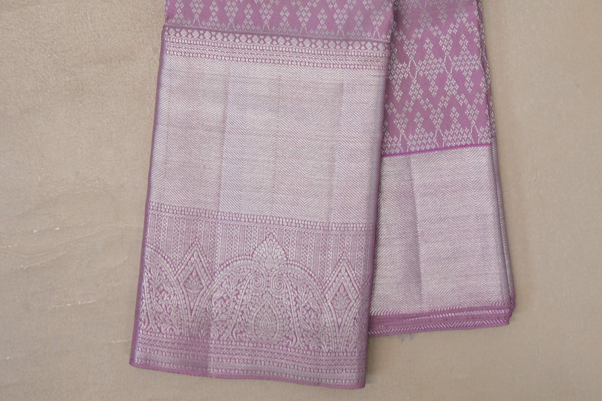 Pastel Lavender Pink Kanjivaram Silk Saree border