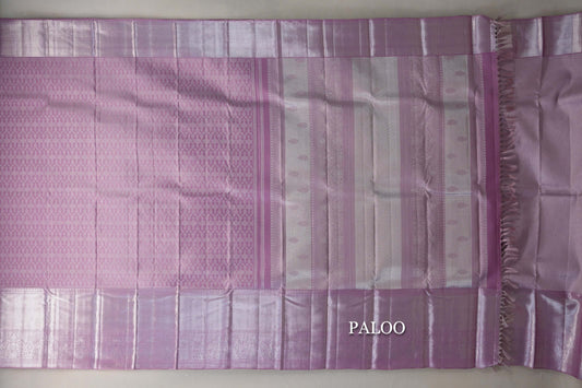 Pastel Lavender Pink Kanjivaram Silk Saree paloo