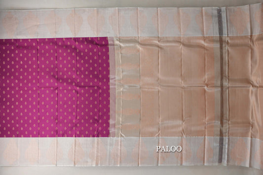Magenta Kanjivaram Silk Saree paloo