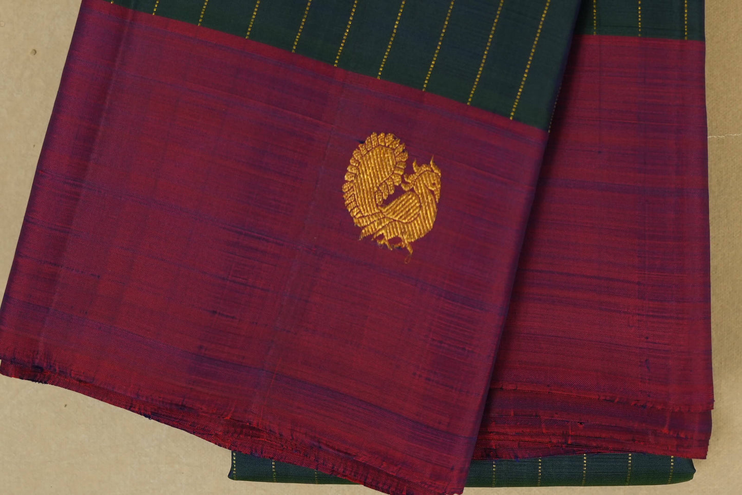 Peacock Green Kanjivaram Silk Saree border