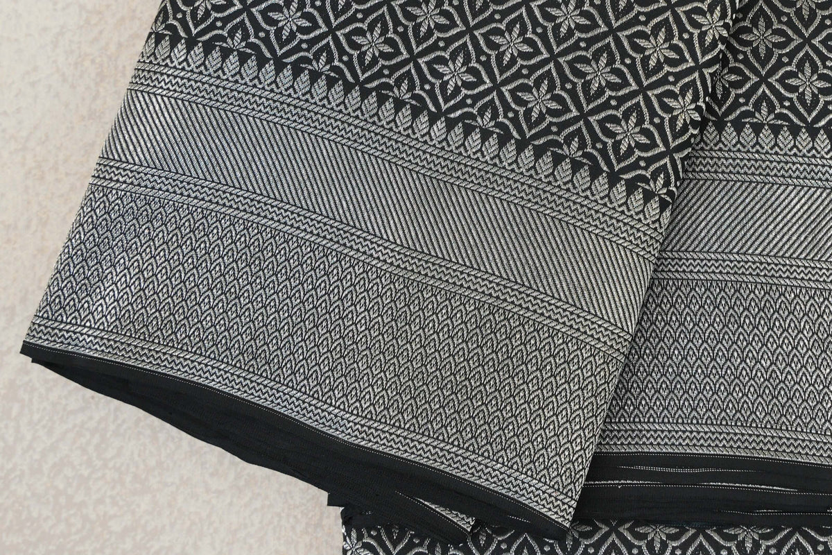Jet Black Kanjivaram Silk Saree by Tharakaram PSTK040175