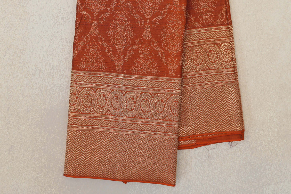 Rust Orange Kanjivaram Silk Saree by Tharakaram PSTK040177