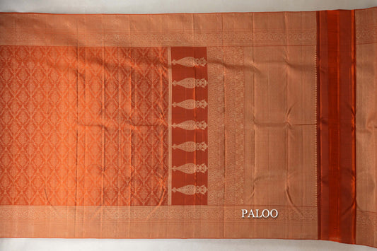 Rust Orange Kanjivaram Silk Saree by Tharakaram PSTK040177
