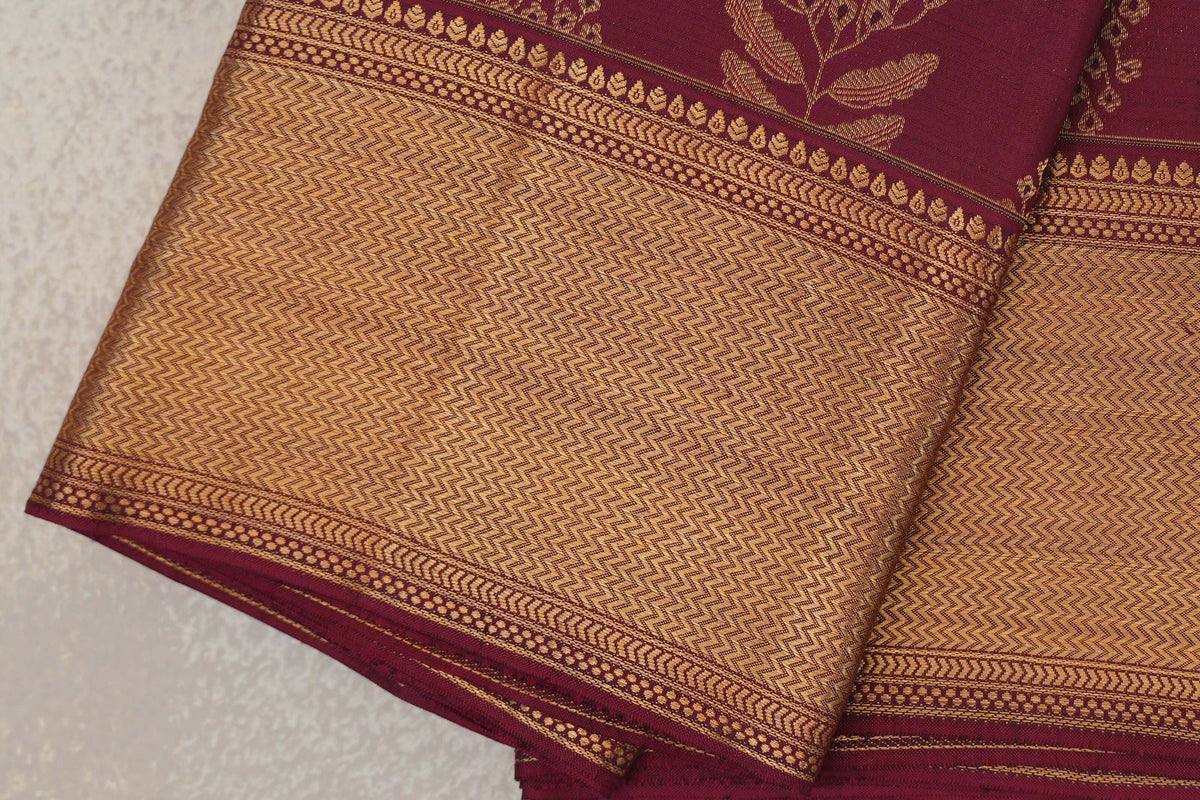 Reddish Maroon Kanjivaram Silk Saree by Tharakaram PSTK040181