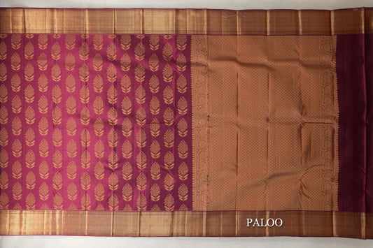 Reddish Maroon Kanjivaram Silk Saree by Tharakaram PSTK040181