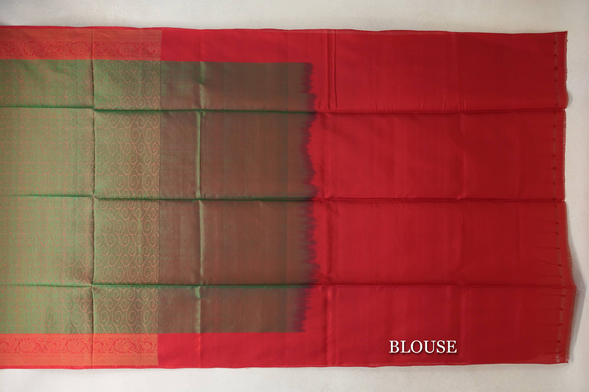Manthulir with Bright Red Borders Soft Silk Saree by Tharakaram PSTK040188