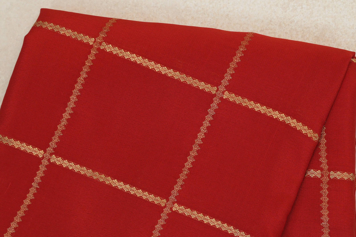 Tomato Red with Deep Emerald Green Borders Mysore Silk Saree by Shreenivas Silks PSSR0110123