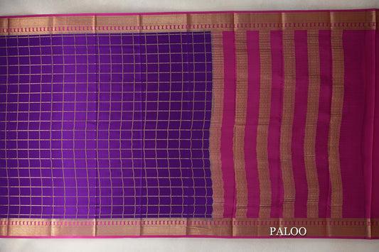 Violet Purple with Rani Pink Borders Mysore Silk Saree by Shreenivas Silks PSSR0110125
