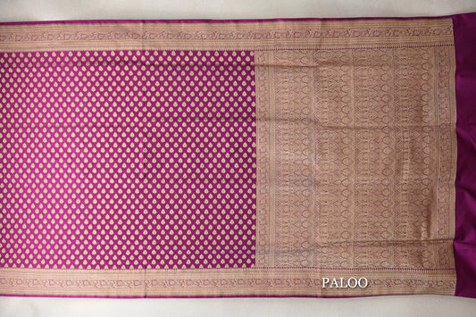 Deep Magenta Banarasi Silk Saree paloo