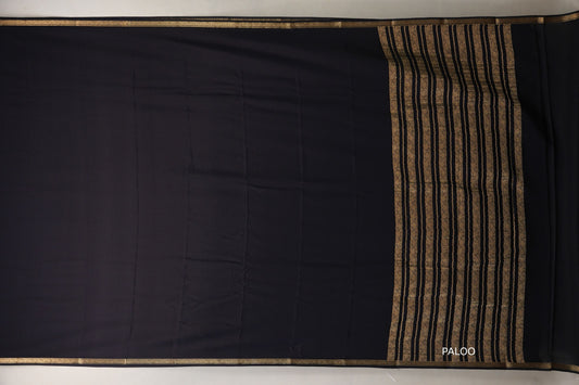 Deep Black Mysore Silk Saree PSSR018993