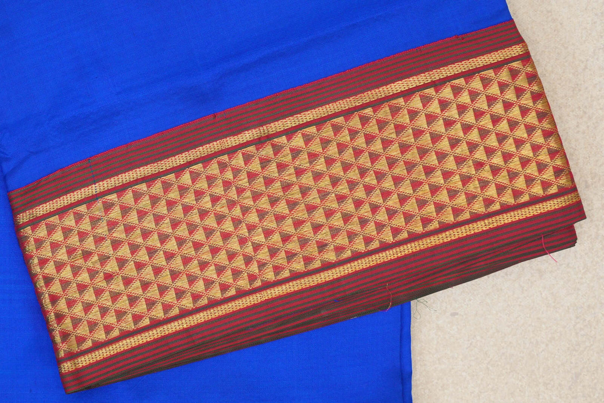 Bright Royal Blue Ten Yards Silk Saree border
