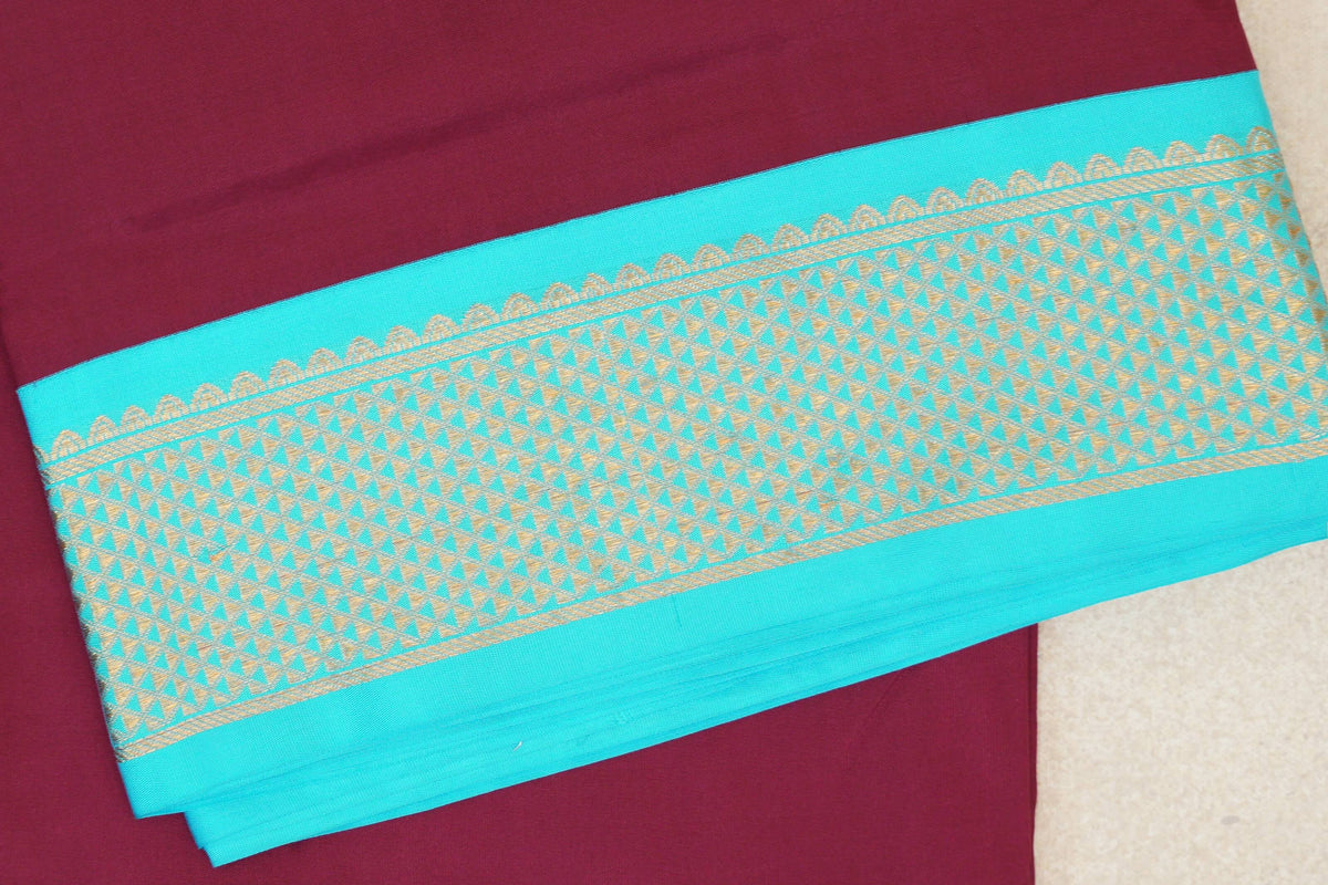 Beetroot Pink Ten Yards Silk Saree border
