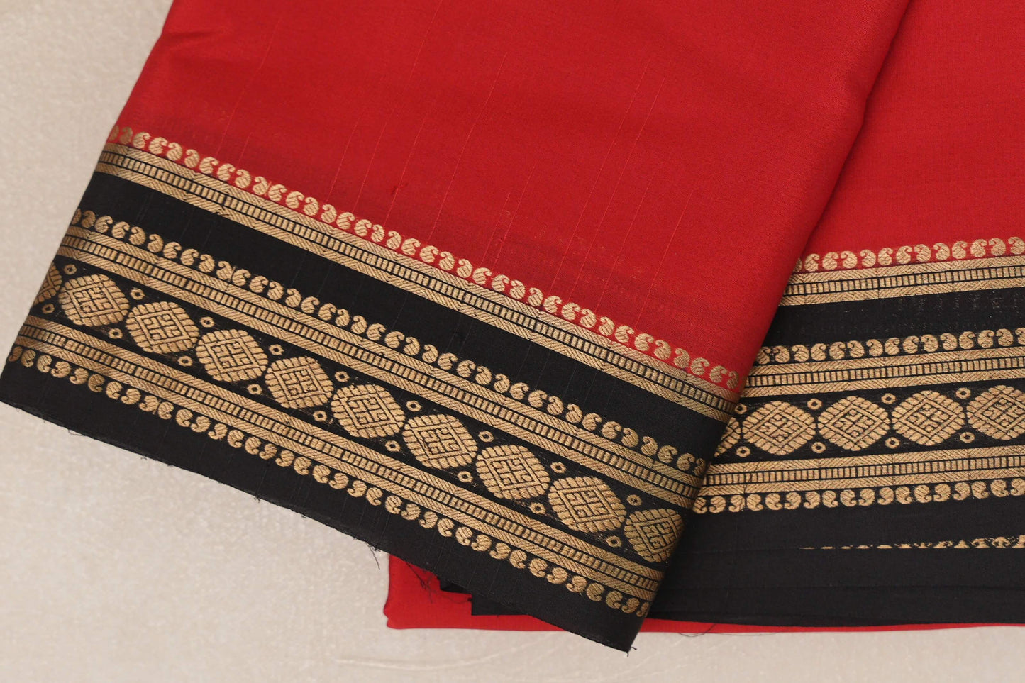 Red Mysore Silk Saree border zoom