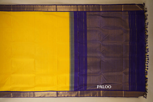 Yellow with Violet Borders Ten yards silk saree by Shreenivas silks PSSR017954