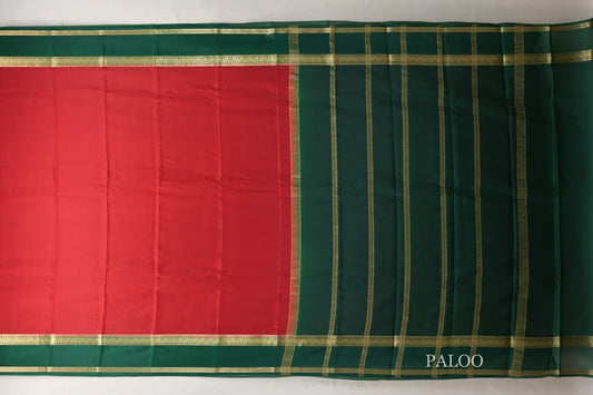 Red Mysore Silk Saree paloo