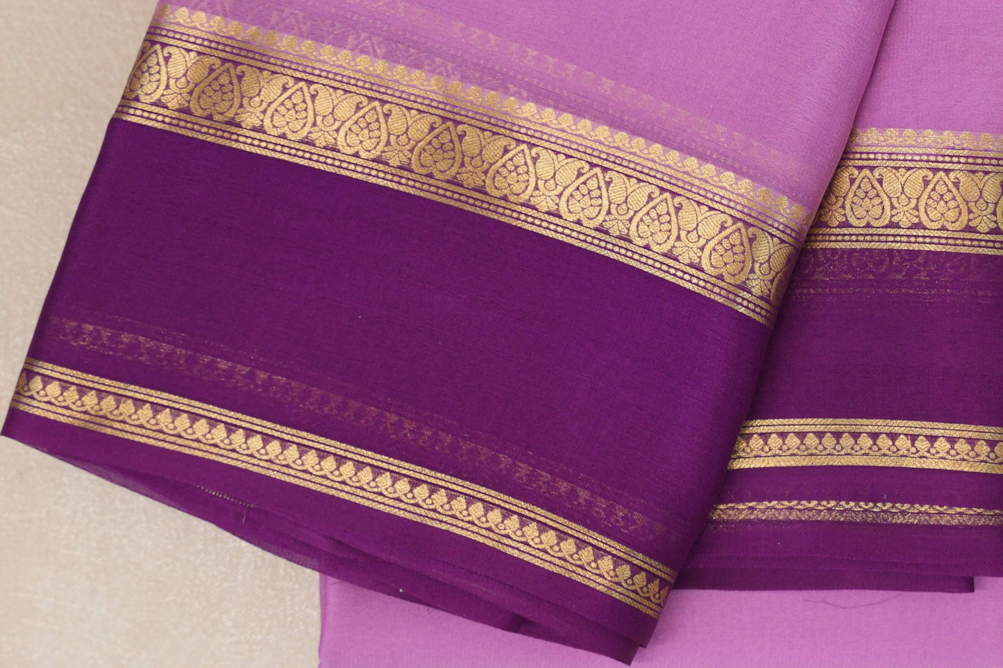 Lavender Mysore Silk Sareeborder zoom