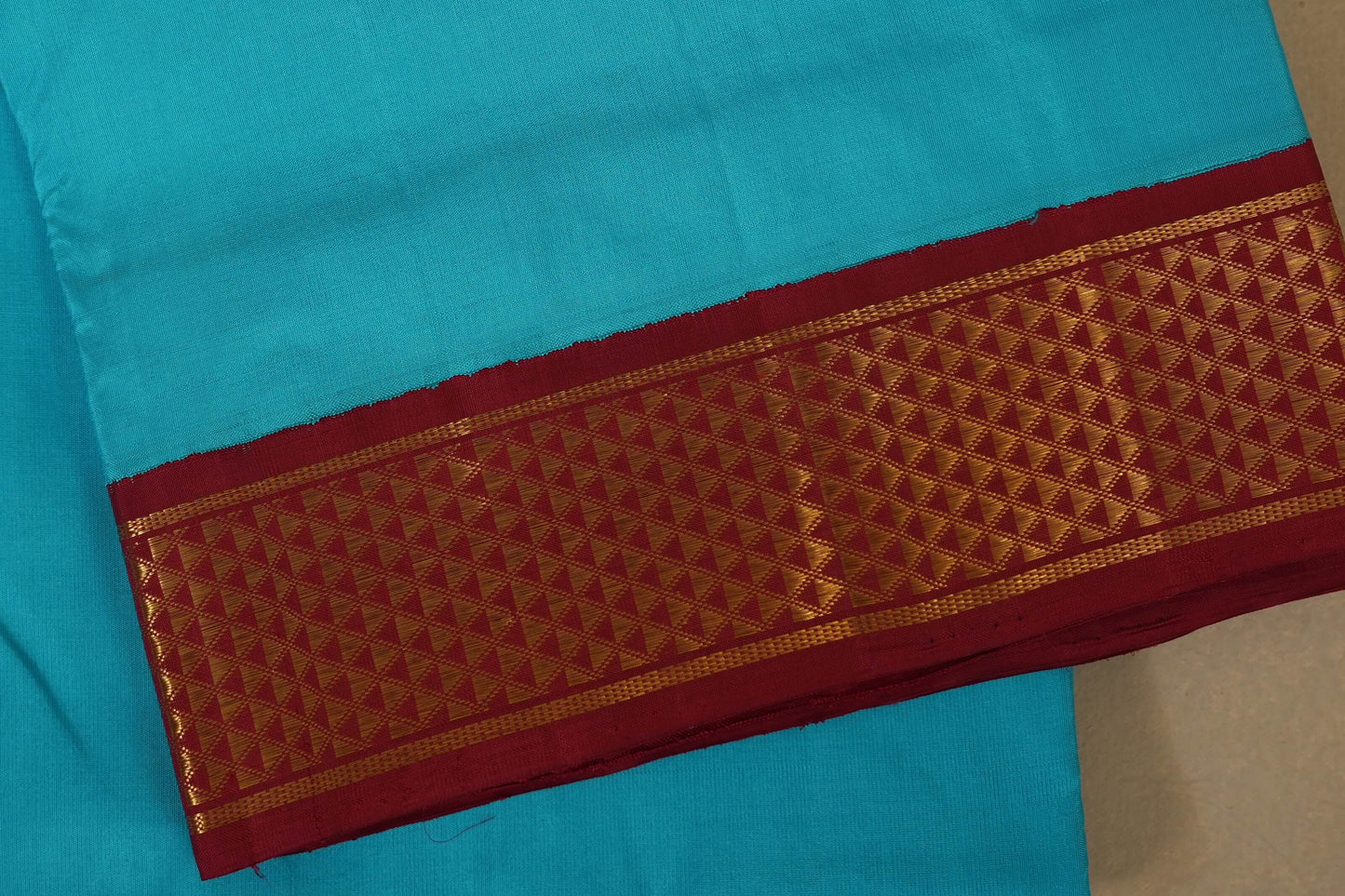 Rama blue with maroon borders Ten yards silk saree by Shreenivas silks PSSR017962