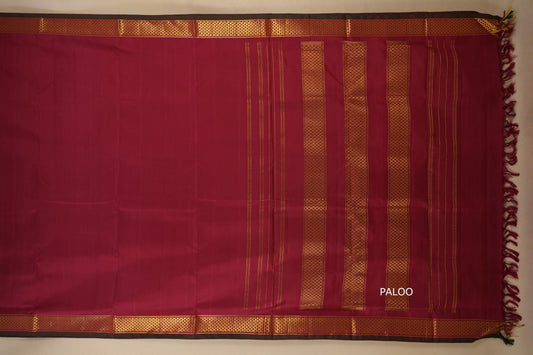 Maroon with diamond borders Ten yards silk saree by Shreenivas silks PSSR017963