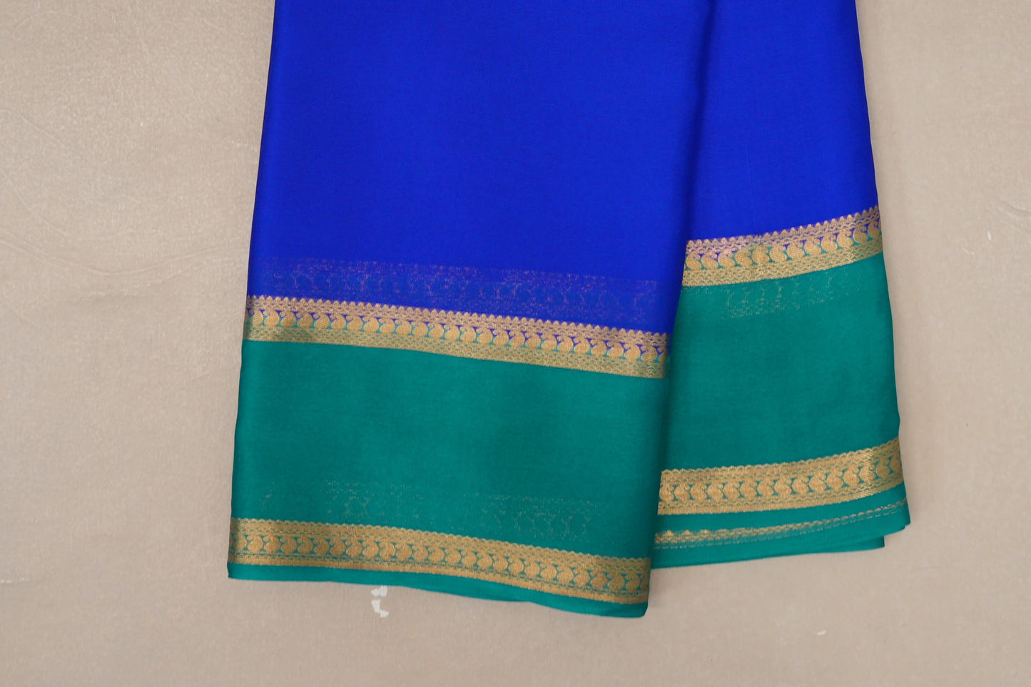 Bright Royal Blue with Rama Green Borders Mysore Silk Saree by Shreenivas Silks PSSR019013