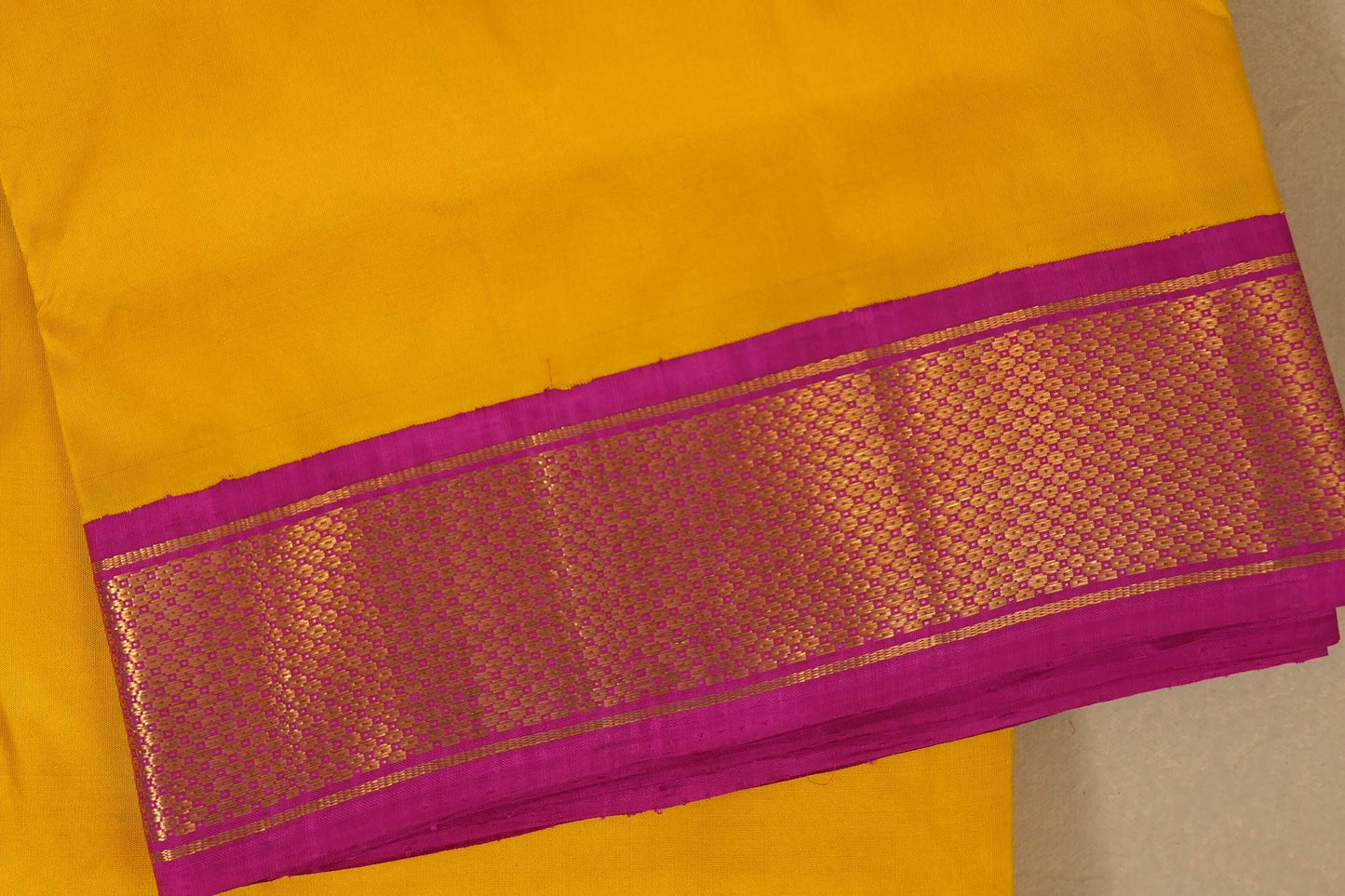 Yellow with pink borders Ten yards silk saree by Shreenivas silks PSSR017970