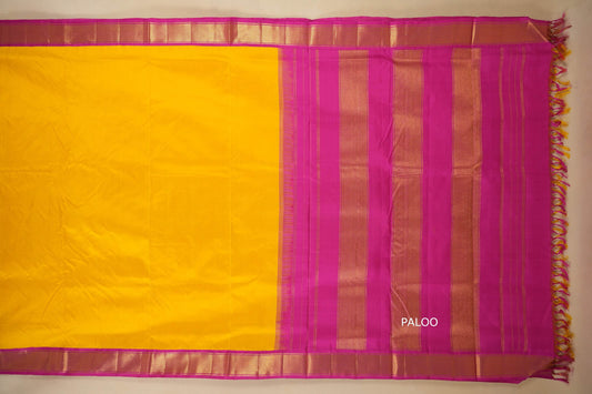 Yellow with pink borders Ten yards silk saree by Shreenivas silks PSSR017970