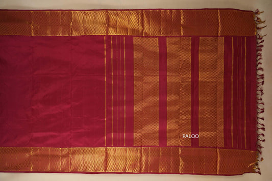 Maroon with big diamond borders Ten yards silk saree by Shreenivas silks PSSR017971