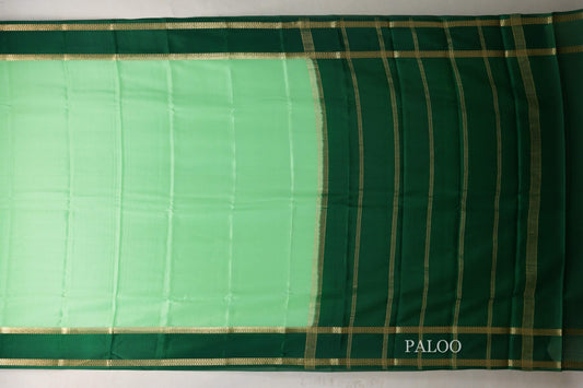 Pastel Pistachio Green Mysore Silk Saree paloo