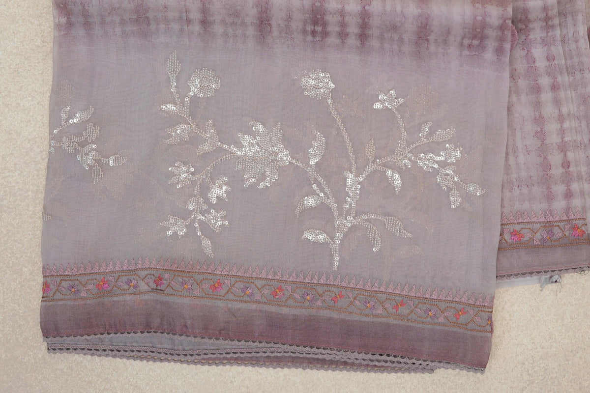Dusty Mauve Organza Silk Saree border
