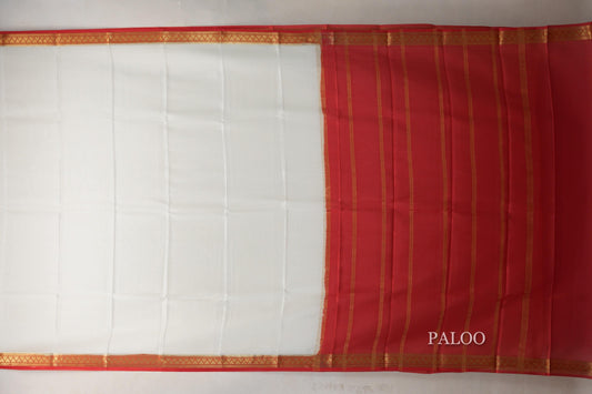 Cream with Red Borders Mysore Silk Saree by Shreenivas Silks PSSR019016 - Parisera