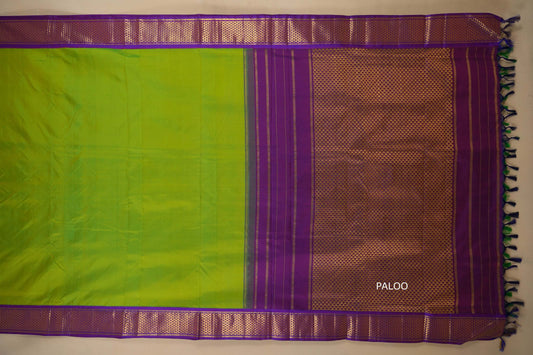 Fluorecent Green with magenta borders Ten yards silk saree by Shreenivas silks PSSR017976