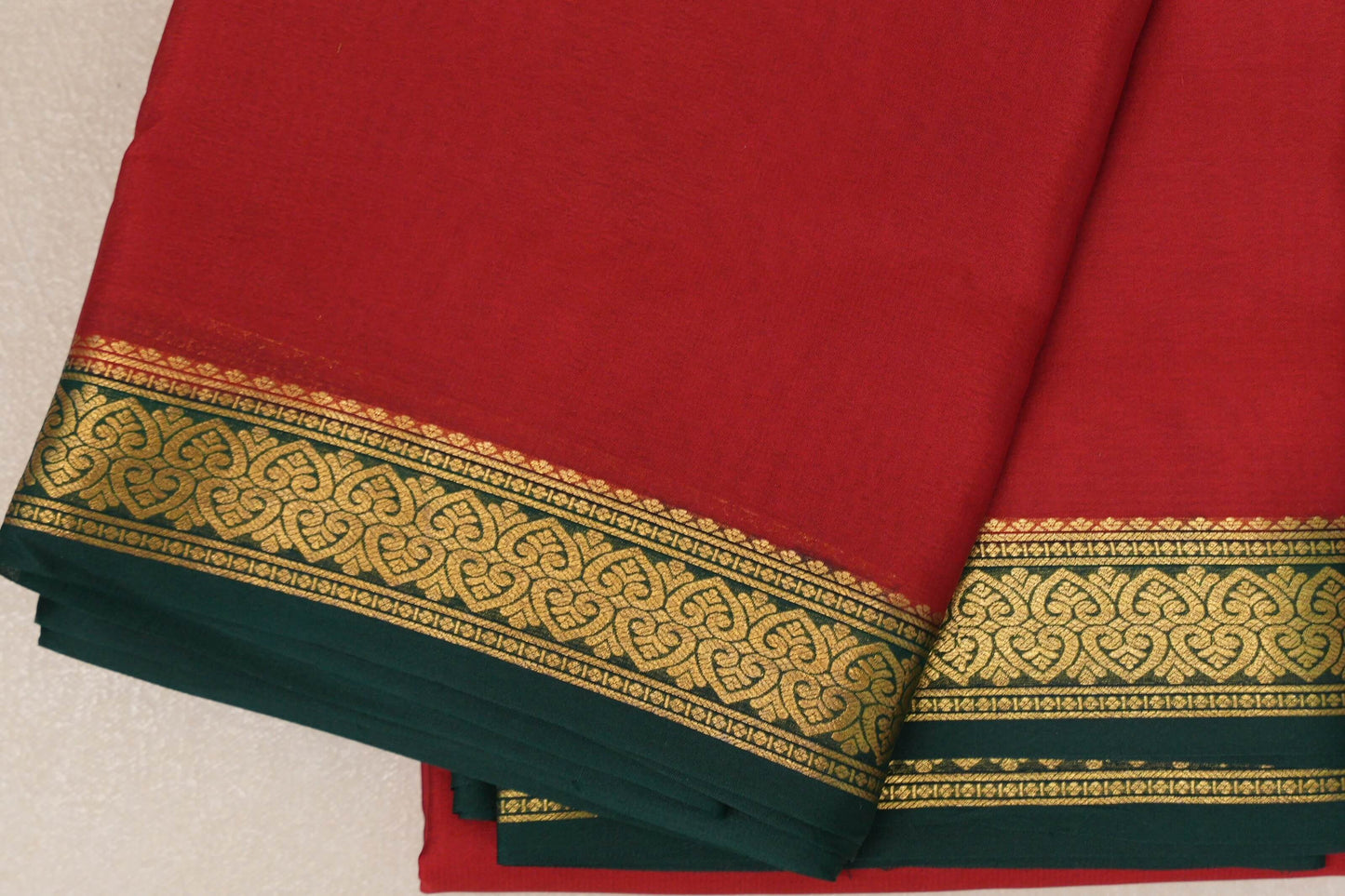 Red Mysore Silk Saree border zoom