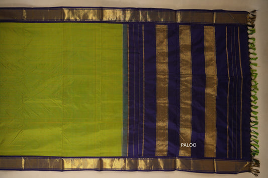 Multi color checks with dark purple borders Ten yards silk saree by Shreenivas silks PSSR017980