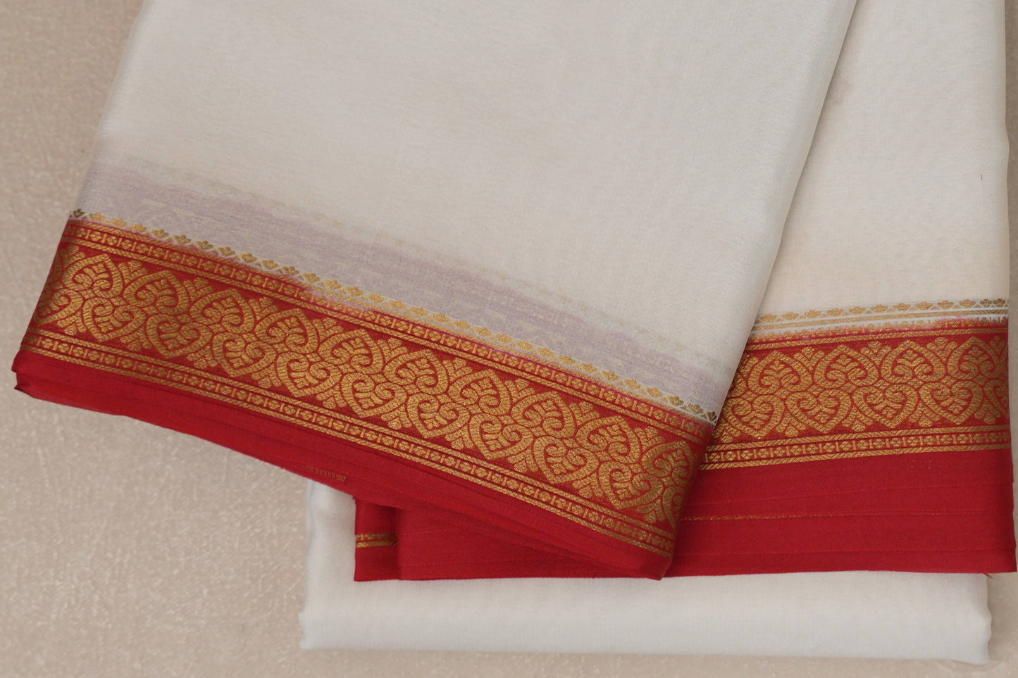 Milk White Mysore Silk Saree border zoom