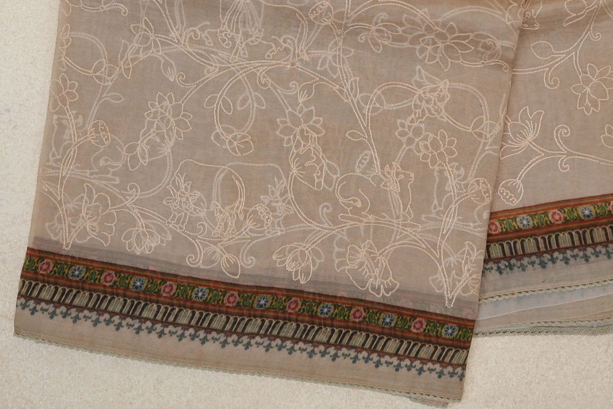 Sandal Beige Organza Silk Saree border
