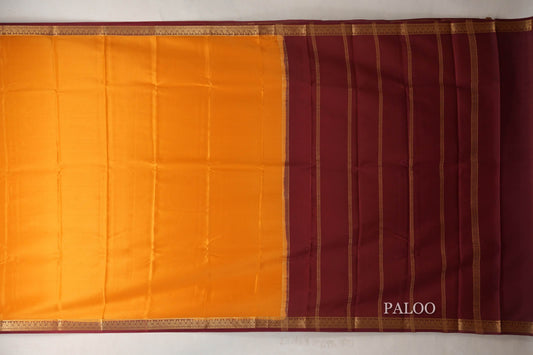 Mustard Orange with Maroon Borders Mysore Silk Saree by Shreenivas Silks PSSR019030