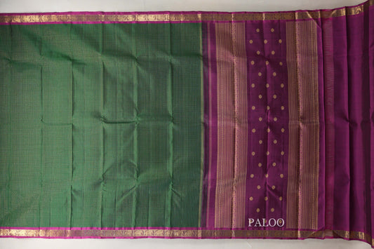 Bottle Green with Dark Magenta Borders Vintage Heirloom Kanjivaram Silk Saree by Shreenivas Silks PSSR019032