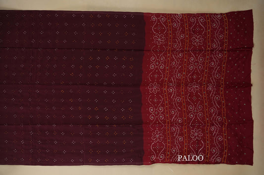 mulberry silk bandhani saree paloo