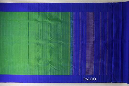 Rexona Green with Violet Borders Plant Based Kanjivaram Silk Saree paloo
