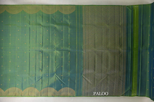 Pista Green Plant Based Kanjivaram Silk Saree paloo