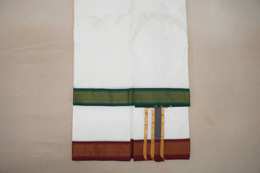 10 Mulam Silk Dhoti with 6 Mulam Angavastram for Wedding by Shreenivas Silks PSSR01DH063