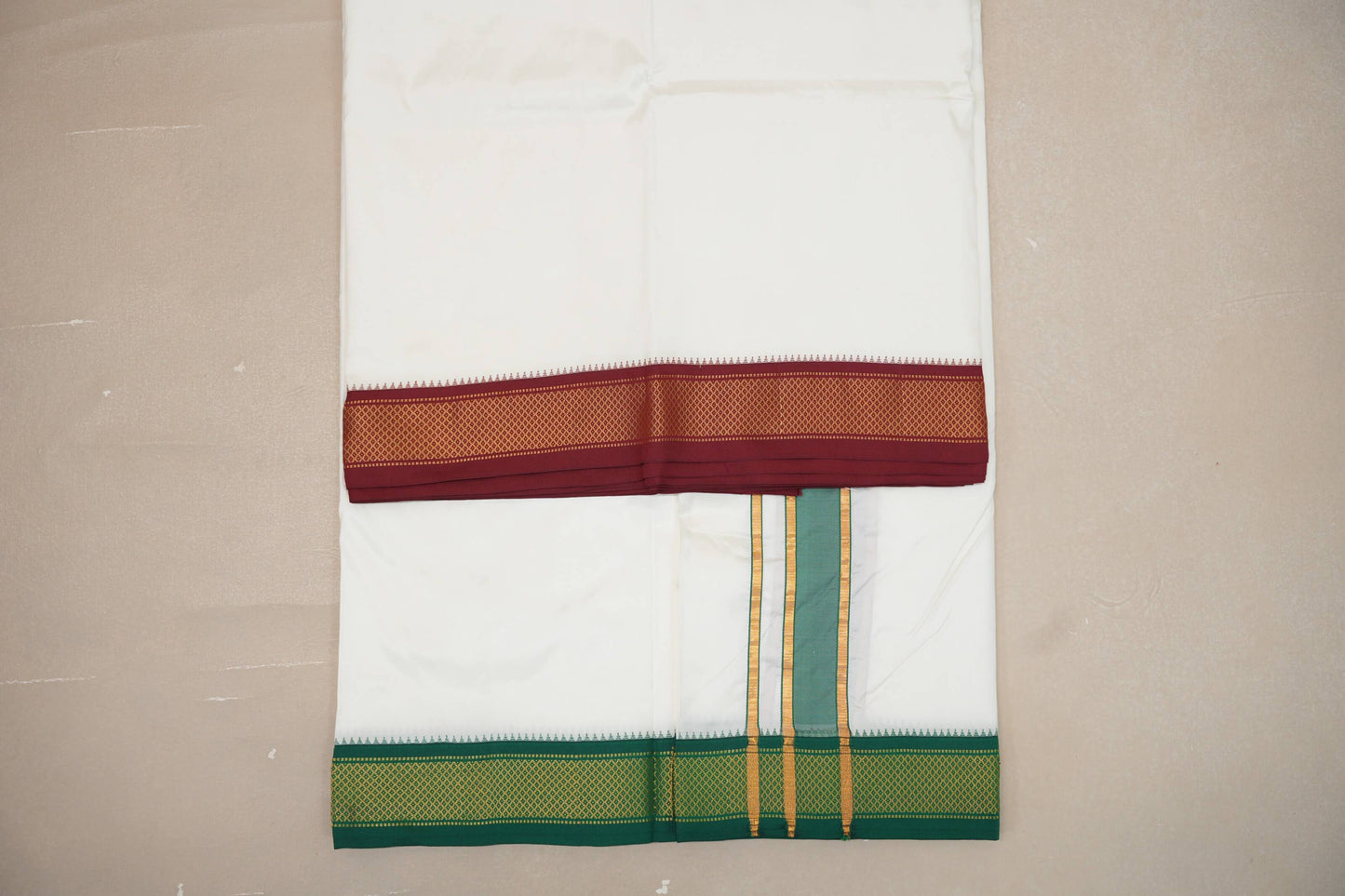 9 Mulam Silk Dhoti with 5 Mulam Angavastram for Wedding by Shreenivas Silks PSSR01DH066